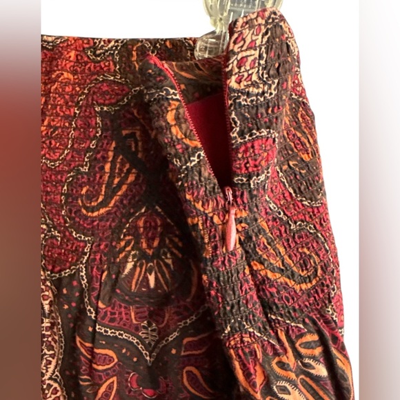 orange paisley boho hippie skirt with a smocked waistband by Charter Club - Picture 3 of 4